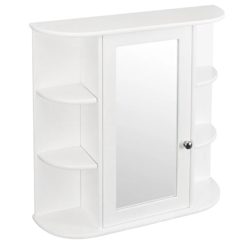 3-tier Single Door Mirror Indoor Bathroom Wall Mounted Cabinet Shelf White US - Picture 5 of 16