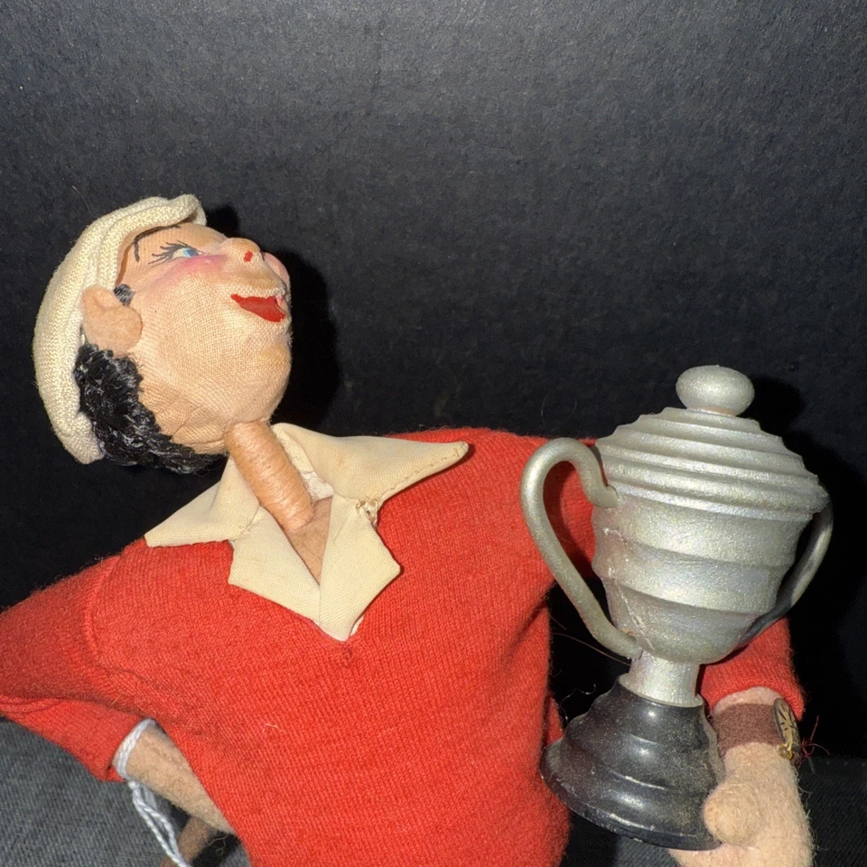 RARE Vintage Roldan Klumpe Champ The Preening Golfer 10" Doll Trophy Club - Image 2 of 4