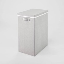 Collapsible Hamper Gray Light Gray Laundry Basket with Lid, 5700 Volume