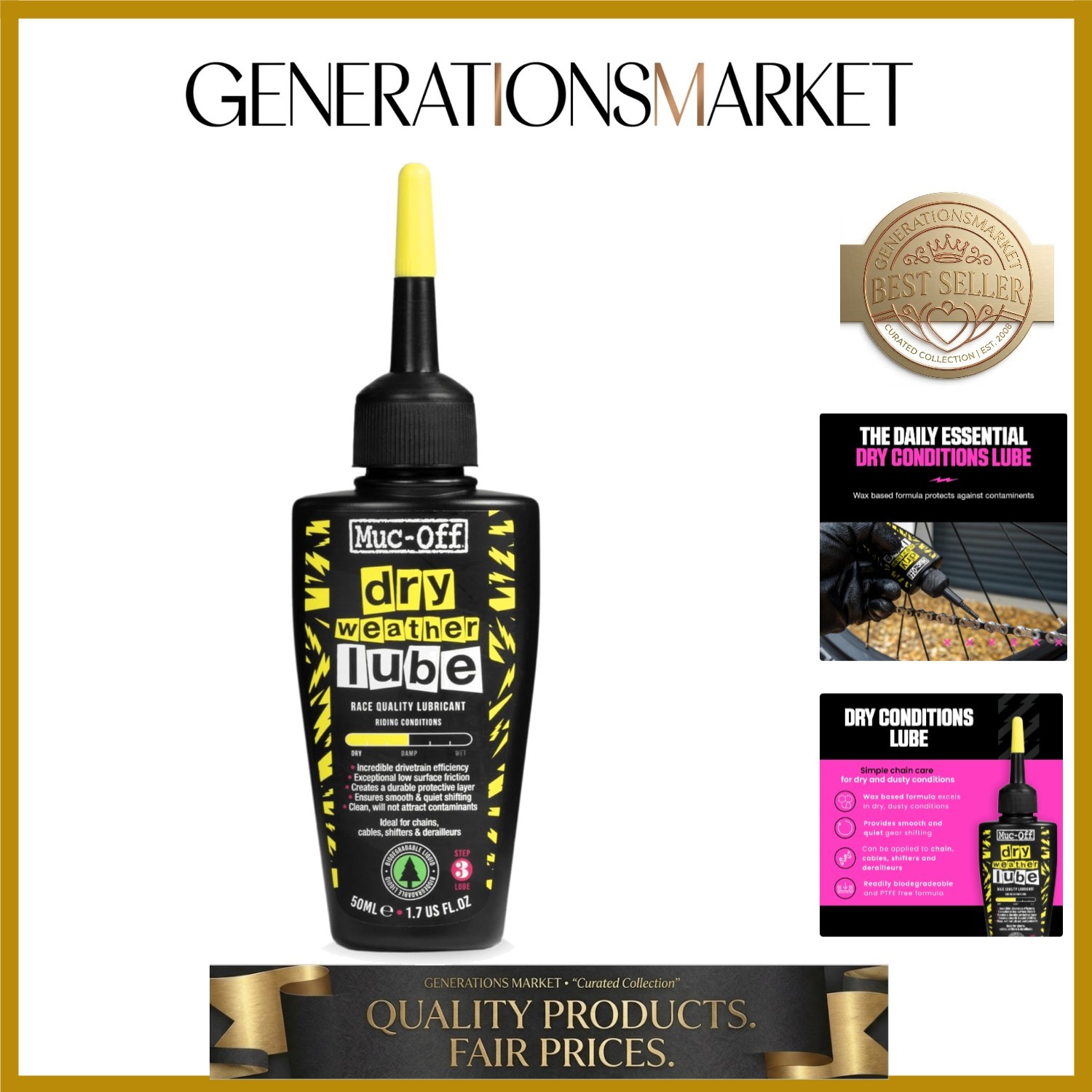 Dry Bike Chain Lube with Microfiber Cloth | Wax-Based Formula for Smooth Gear...