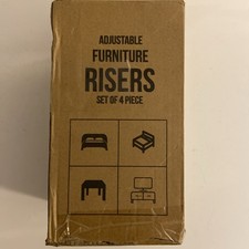 4 Pieces White Bed/Furniture Risers - Heavy Duty 4" - 1300 Limit