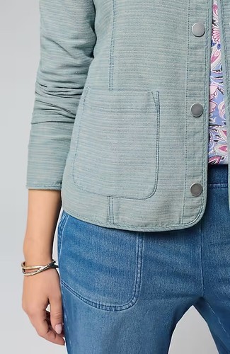 j jill PURE JILL INDIGO PATCH-POCKET JACKET Size LARGE Retail $129 - Picture 3 of 4