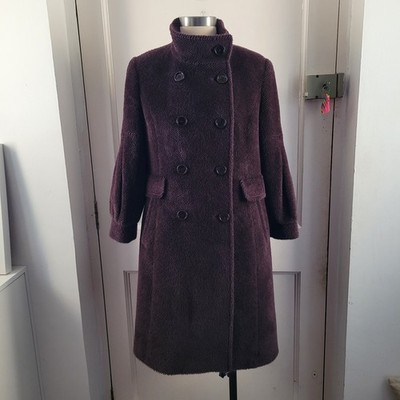 Elena Monti Chocolate Brown Baby Lama Wool Blend Coat Size 10 Uk Made In Italy