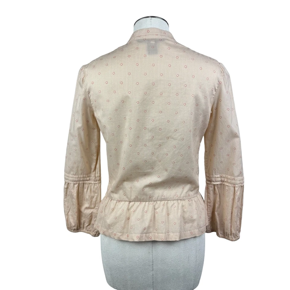 Blusa para mujer Marc Jacobs naranja estrella peplum plisada cuello mandarín talla 4 Foto 4 de 4