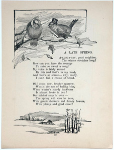 1905 A Late Spring Sparrow Wood Engraving Birds Poem Art Antique Ephemera H2