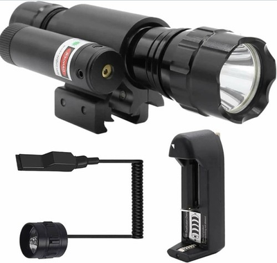#ad #ad Tactical Flashlight and Green Laser Dot Sight Scope Combo with Pressure Switch $35.09