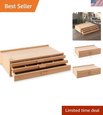 Elegant 3 Drawer Beech Wood Artist Storage Box - Organize Your Art Supplies