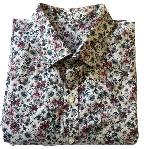 David August Men Luxury Custom Tailored Floral Print Shirt Pink/Gray
