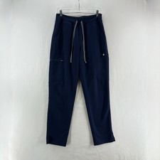 FIGS Yola High Rise Slim Scrub Pants Women M Cargo FIONx Stretch Drawstring Blue