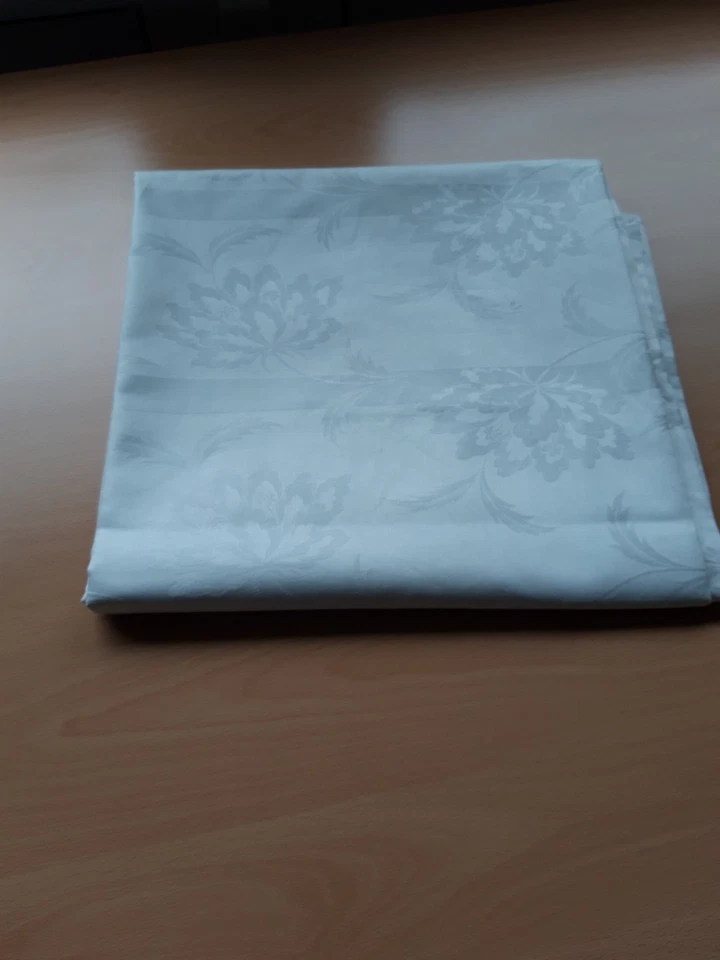 Tischdecke, Damast, weiß, florales Muster ca.260x126 cm NEU