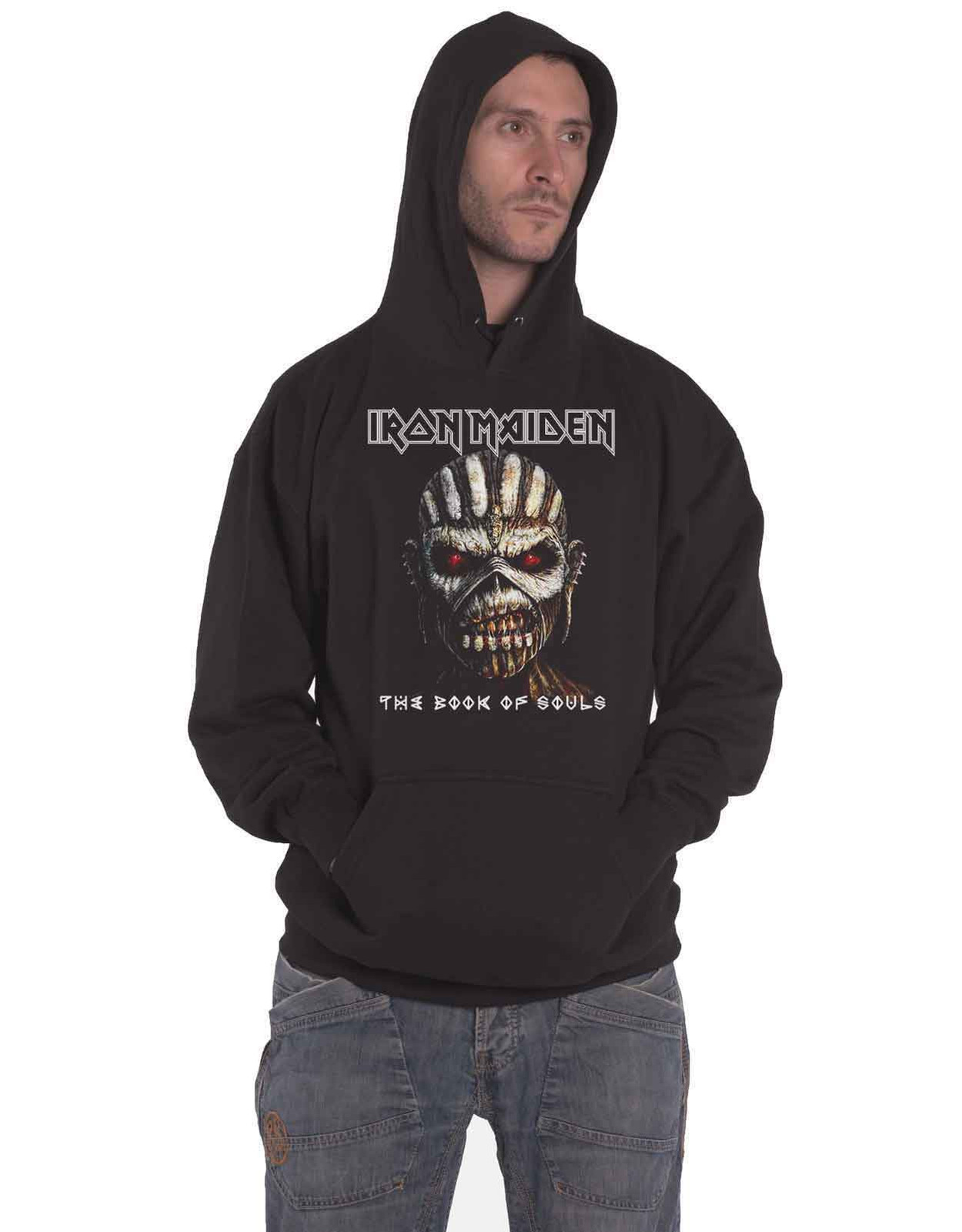 Iron Maiden Hoodie The Book of Souls Band Logo new Official Mens Black Pullover