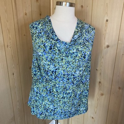 Jones Studio separates Soft Stretchy Sleeveless Cowl Neck Green Blue Print. 20W