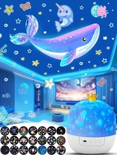 Projector Night Light for Kids + 21 Sets of Films, Kids Night Light Projector...