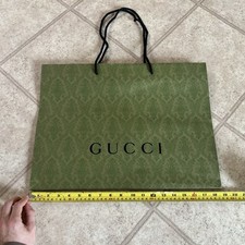 Gucci Shopping Store Gift Bag Green Brocade Authentic - New - 19 x 14"