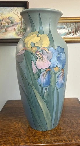 Weller Pottery Large Hudson with Irises McGlauglin Factory Mint