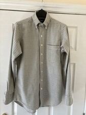 Drakes OCBD green beige tattersal check shirt...