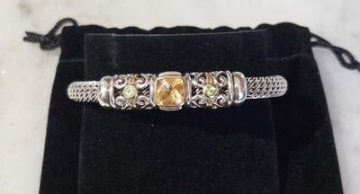 Gabrielle Bruni 18k Y Gold & 925 Sterling Silber Armreif Armband Citrin & Peridot