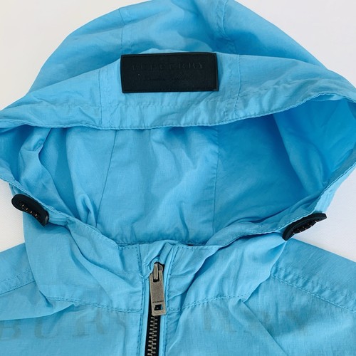 Burberry Jacket Unisex Kids 6Y Turquoise Blue Lightweight Rain Windbreaker Hood - Picture 4 of 12