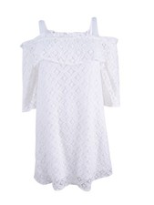 BCBGeneration Women's Cold Shoulder Eyelet Shift Dress (XXS, Optic White)
