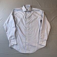 Brooks Brothers Shirt Mens 15 - 4/5 346 Button Up Blue Plaid Long Sleeve