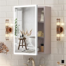 Dimmable LED Lighted Medicine Cabinet with Mirror Wall-mounted Bathroom Cabinet-