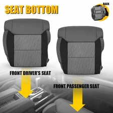 2 FIT 14-21 Toyota Tundra Grade Cloth Fabric Driver Bottom Seat Cover Gray/Black