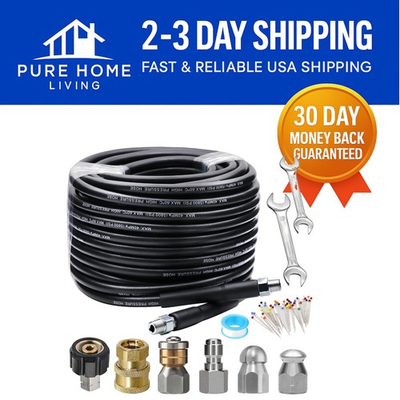 #ad High Pressure 100FT Drain Cleaner Hose with Nozzles for Pressure Washer Use $101.99