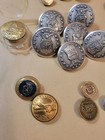 Vintage LOT of 50+ Brass Buttons Military Crests Jeans Crowns Various Sizes — photo 7