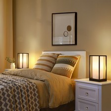 EDISHINE Bedside Table Lamp Set with Touch Control, LED Bulbs, USB Ports 2 Set