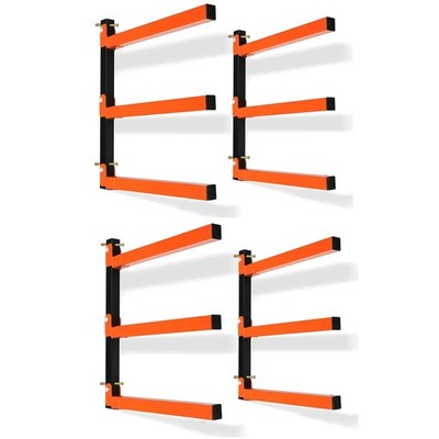 3-Level Lumber Storage Heavy Duty Metal Wall Mount, Wood Tool Box Organizer R...