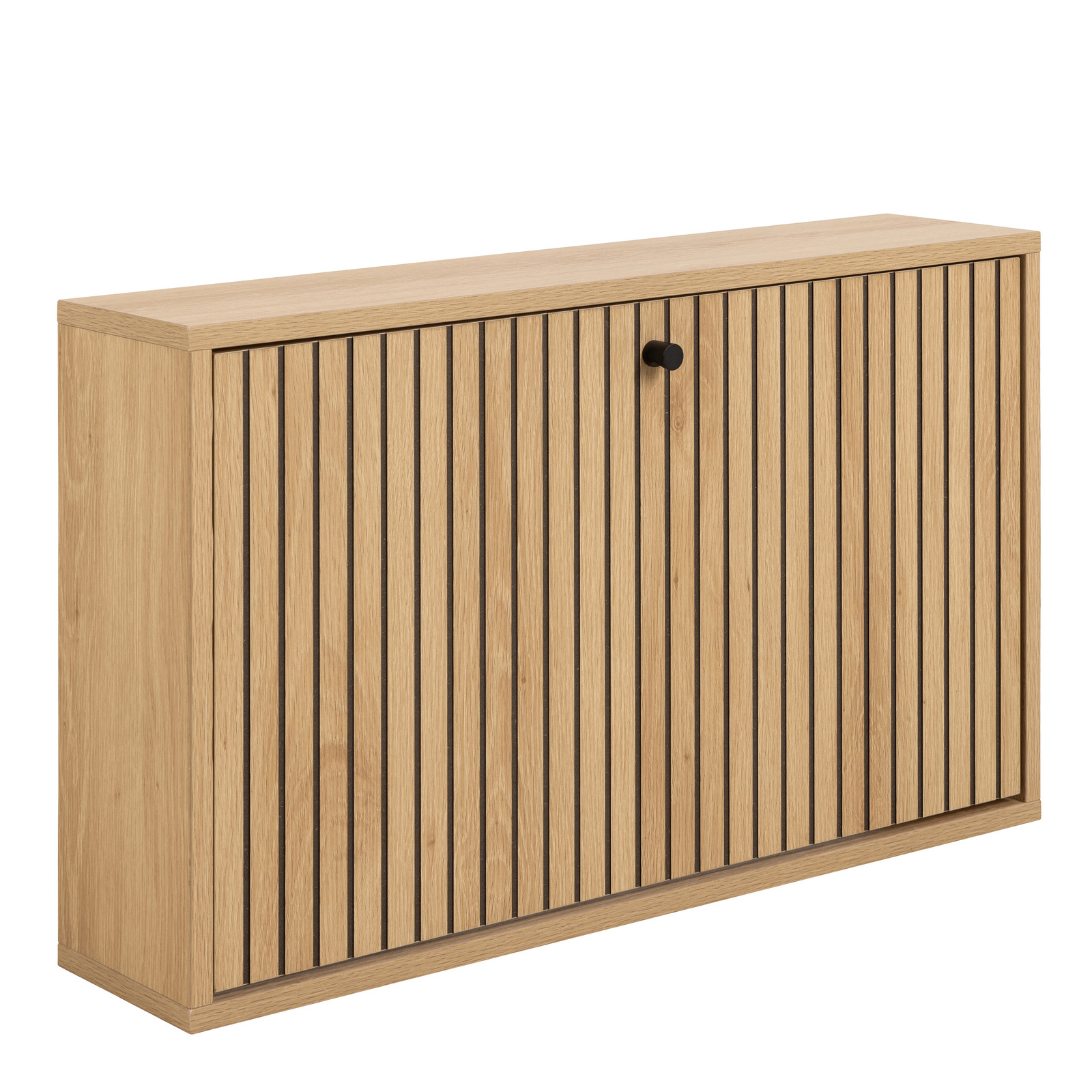 Compact Shoe Cabinet with Flip-Down Door - Oak, Stylish Hallway Storage