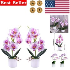 Vibrant Purple Artificial Orchid Flowers, 2 Potted Pieces - Perfect for Parties