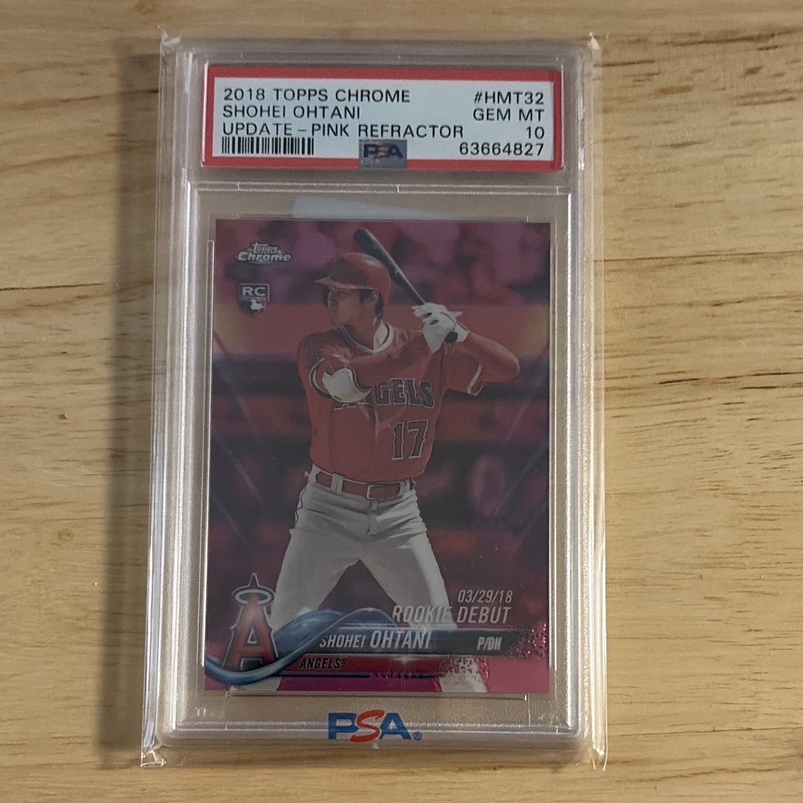 Topps 2018 Chrome Update Shohei Ohtani Rookie Debut Pink Refractor HMT32 PSA 10