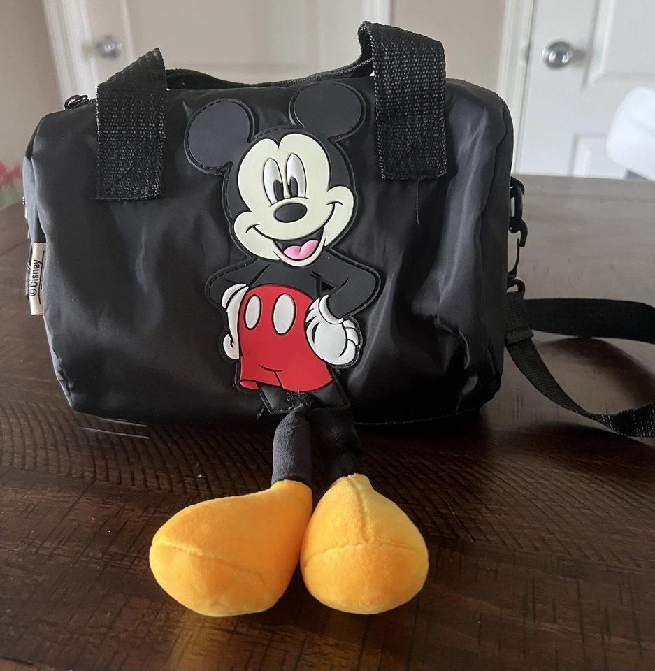 1-ZARA MICKEY MOUSE DISNEY Crossbody BAG BLACK 9inx6in Excellent ConditionCanvas - Image 2 of 4