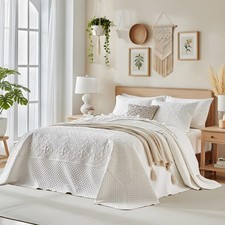 Oversized Quilt Set Super Queen Size 120 120 in 3 PC Oversize Extra Wide Be...