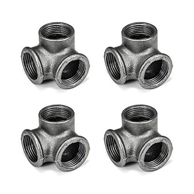 4Pack 3/4 Inch 3-Way Side Outlet Tee Pipe Fittings Malleable Cast Iron