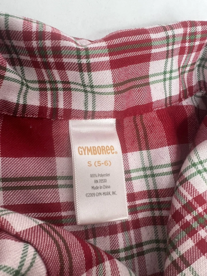 Маленькая рождественская пижама в клетку 5 6 Gymboree для мальчиков девочек праздничная подходящая красно-белая - Изображение 2 из 4