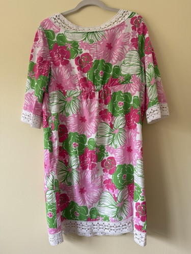 Lilly Pulitzer Dress 12 Cotton Pink Green Trim - Picture 13 of 14