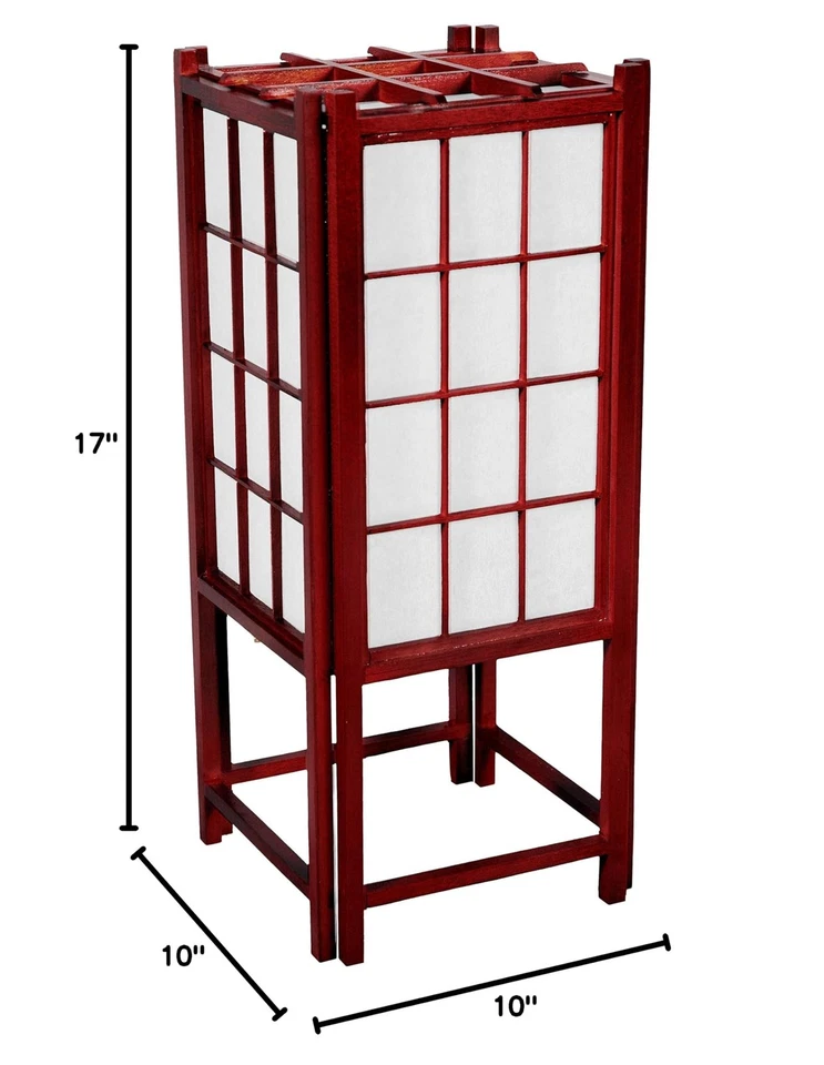 Linterna Roja 18" Ventana Panel Shoji Lámpara, Palisandro 18" Alto Foto 2 de 2