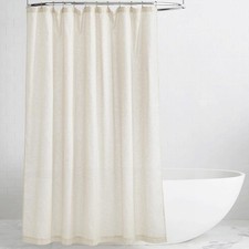 KGORGE Natural Linen Shower Curtain - Button Hole, Semi-Sheer, Waterproof, 72x84
