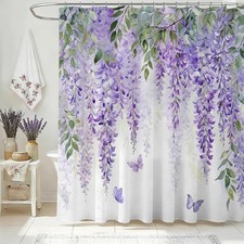 Purple Lavender Floral Shower Curtain Farmhouse Purple Lilac Floral Bathroom ...