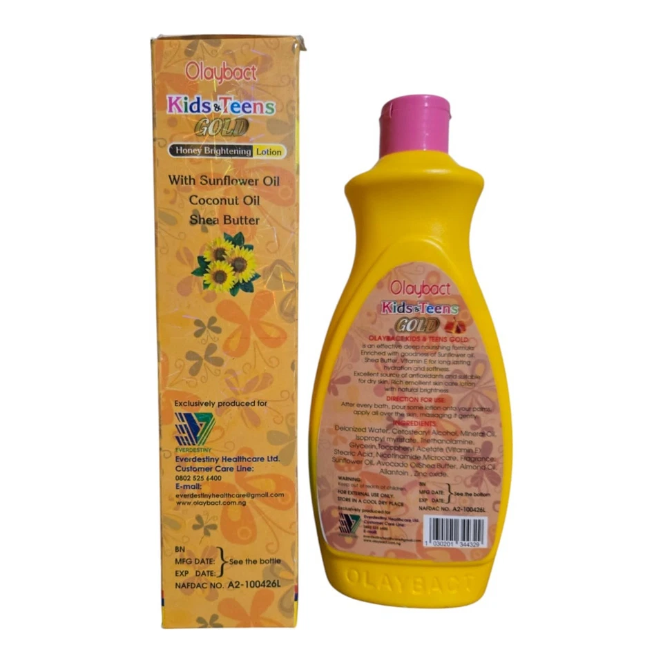  Olaybact kids and teens gold Honey Brightening lotion 400ml Coconut/shea butter - Image 4 of 4