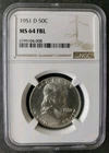 1951 D 50c Franklin Silver Half Dollar NGC MS64 FBL