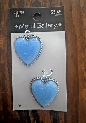 NEW Metal Gallery Jewelry Blue Heart Charms/Pendants