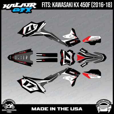 Graphics Kit for Kawasaki KX450F (2016-2018) KX 450F Stellar Series - Red