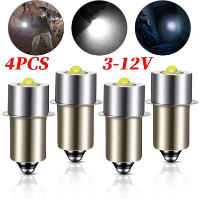 4Pcs P13.5S 3-12V LED Flashlight Bulbs Upgrade Work Lamps for Maglite Cell 3200K