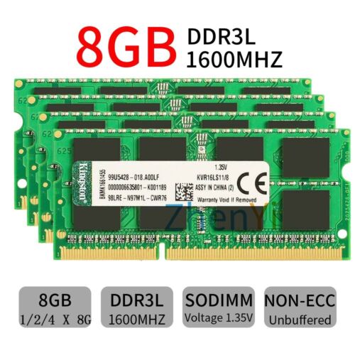 RAM pour ordinateur portable 32 Go 16 Go 8 Go PC3L-12800S DDR3L 1600 204 broches 1,35 V pour Kingston Royaume-Uni - Photo 1/13