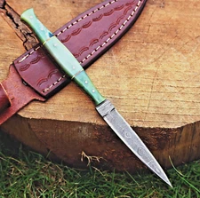 Custom Hand Made Throwing Boot Knife Hand Forged Damascus Steel Blade 1383