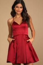 NWT Lulus Be With You Wine Red Skater Dress (M)