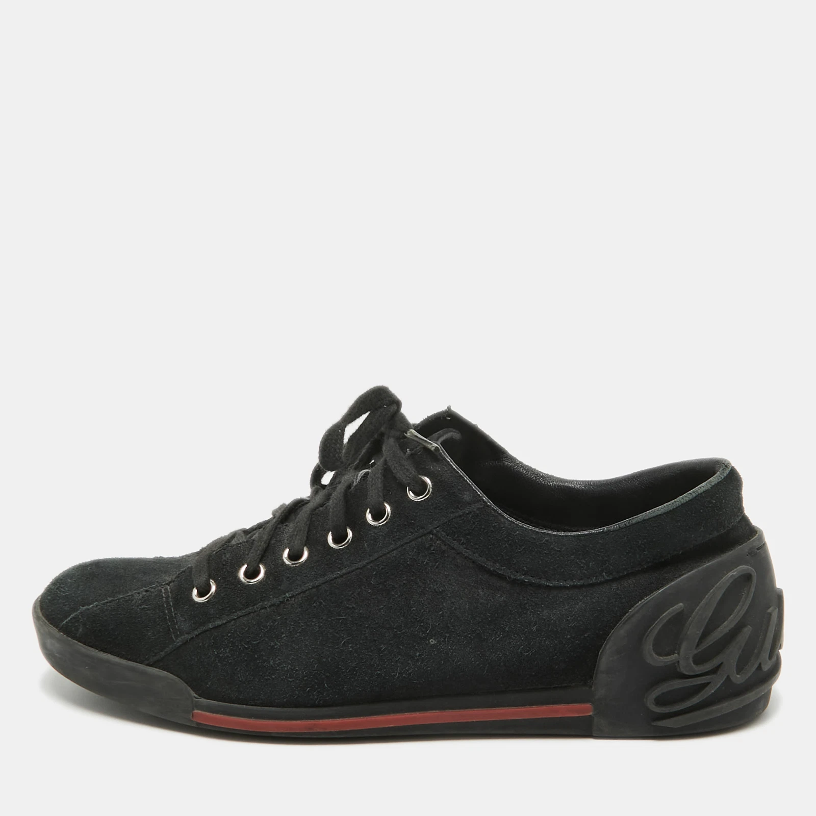 Baskets à lacets en daim noir Gucci taille 38